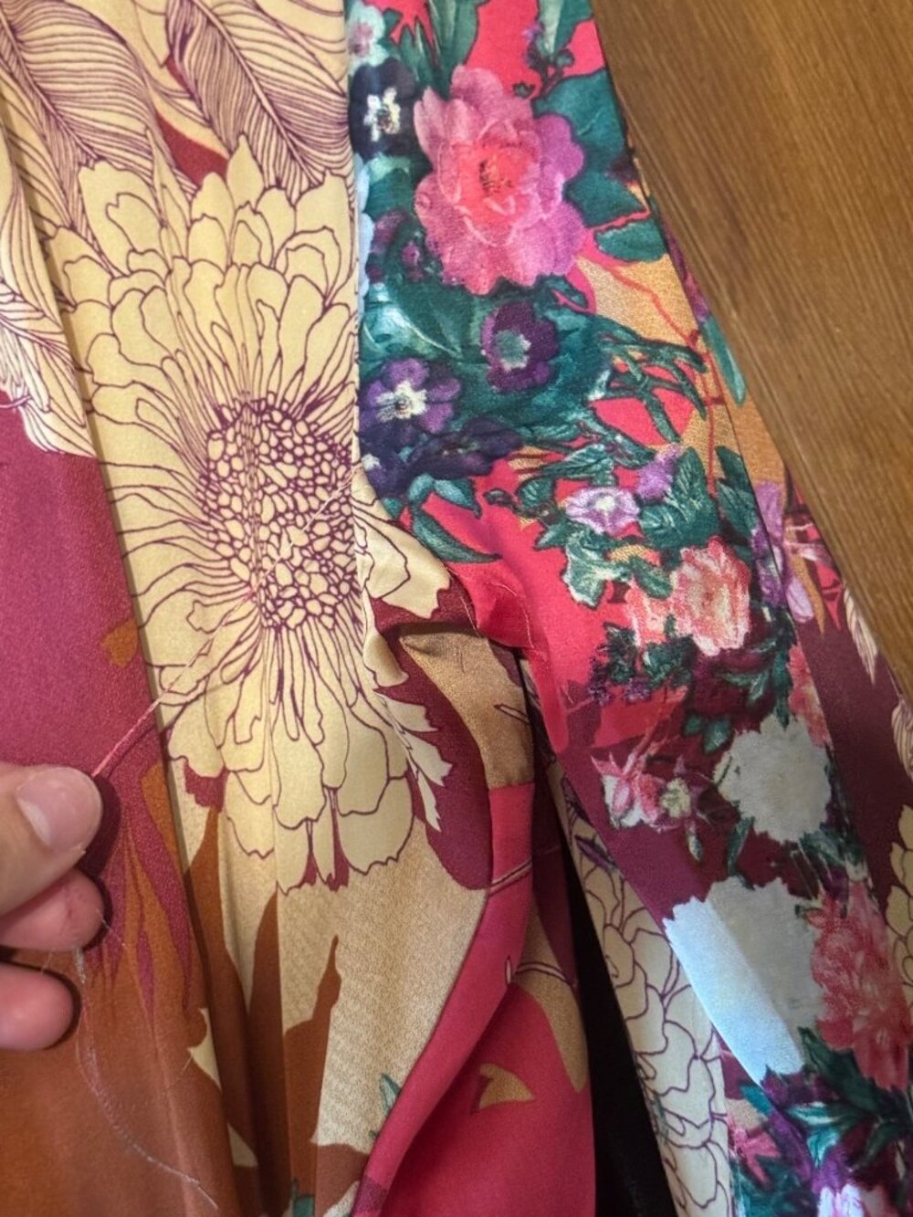 Lulus Put On a Smile Burgundy Floral Satin Wrap Maxi Dress Size XL Long Sleeve - Picture 8 of 8